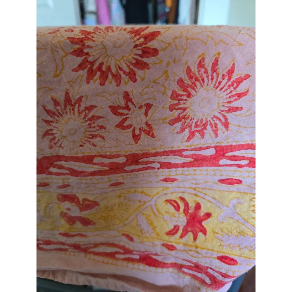 Couleur Nature 58x88 Tablecloth Floral Block Print Rectangle French Provincial